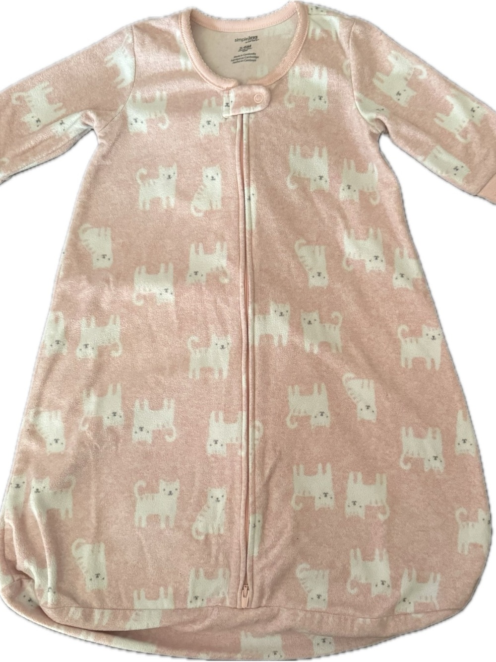 Girls' Pink Cat Print Sleep Sack - Soft Zip-Front Pajama